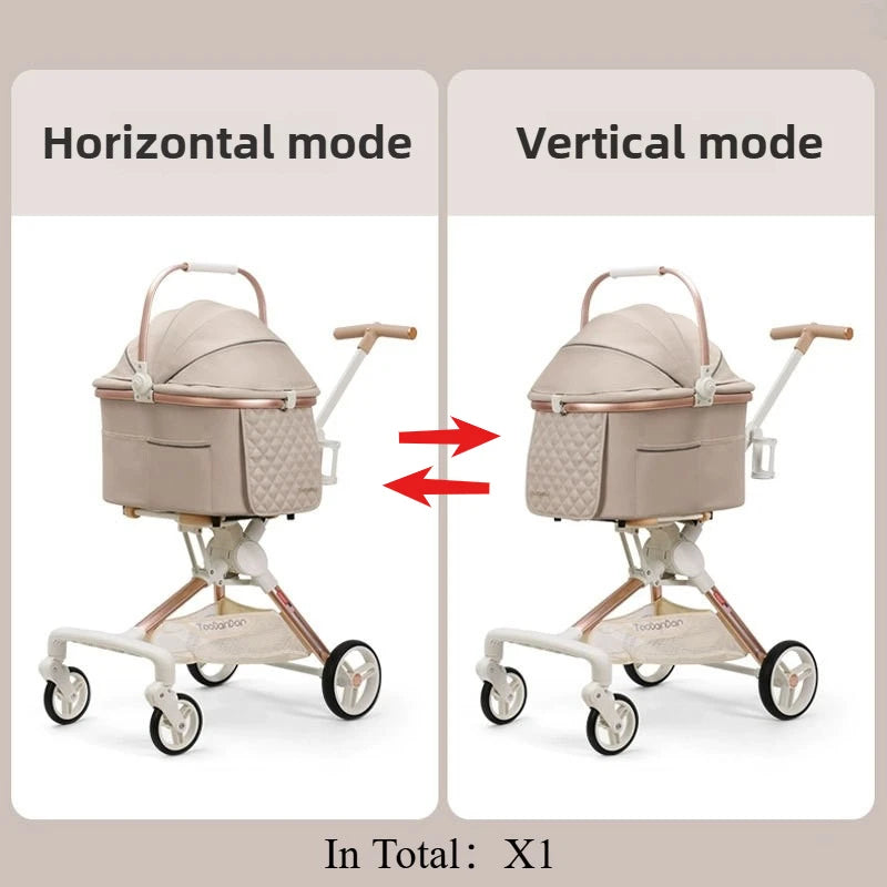 Foldable Pet Cart Strollers Basket Change Direction Medium Dogs Strollers Detachable Cat Dog Trolley Carrier Wheels Outdoor