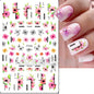 3d Nails Art Decals Spring Fruits Pink Full Tips Peony Magnolia Flowers Adhesive Sliders Stickers Decoration For Nails Manicure