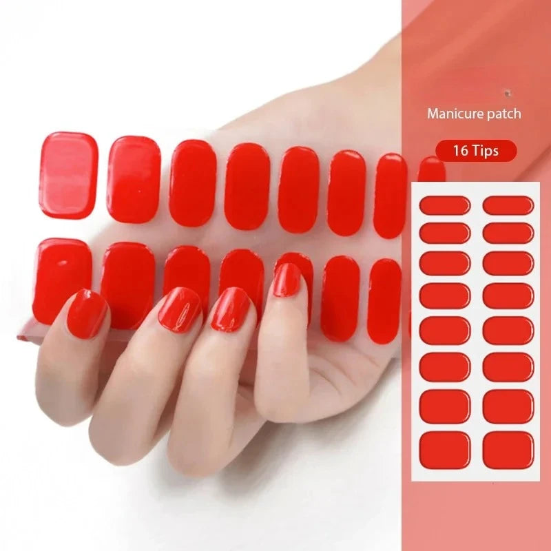16/22 Tips Semi Cured Gel Nail Stickers for UV Lamp Designer Adhesive Nail Gel Wraps DIY Long-lasting  Nail Decoration