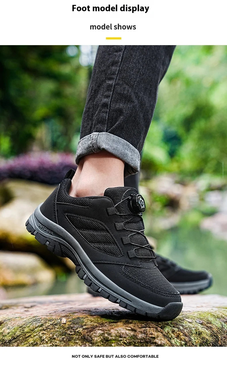 Men'S Spring And Autumn Outdoor Sports Shoes With Rotating Buckle Convenient Comfortable Anti Slip Hiking Shoes Large Size 39-48