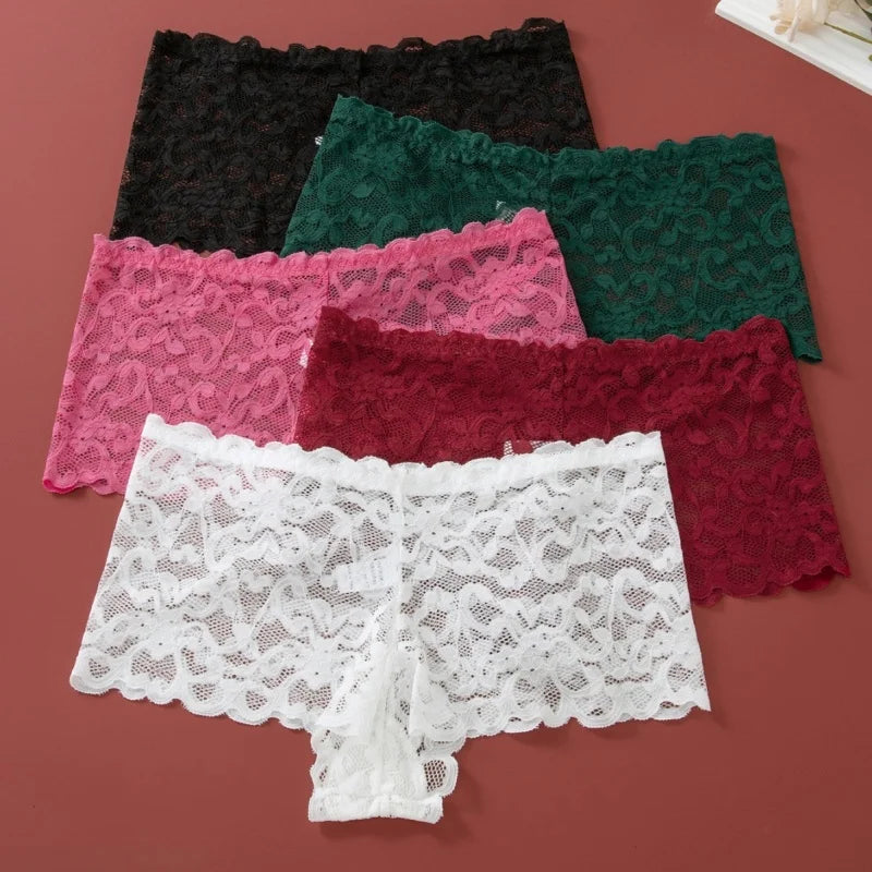 Women's Lace Non-wire Bra And Panties Set Transparent Low Rise Briefs Ultra-thin Comfort Underwear Female Bralette Lingerie Set