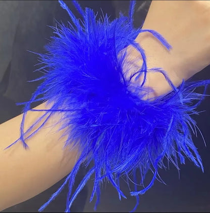 Real Ostrich feather cuff plumes bracelet for women white Cuffs pens Shirt with feathers girls fur cuffs ornament boa plume