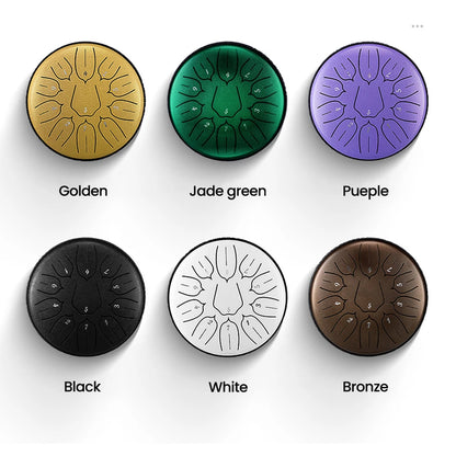 Hluru Glucophone Steel Tongue Drum 6 Inch 11 Notes D Tone Ethereal Drum Music Drum Yoga Meditation Percussion Instrument