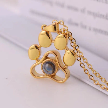 Custom Color Photo Projection Necklace Dog Paw Copper Pendant Titanium Steel Chain 2025 Girlfriend Mom Festival Romantic Gifts