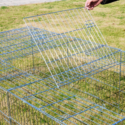 EUGAD Cage for Rabbit Enclosure Hamster Squirrel Chicken Coop Small Animals Outdoor Hutch with Sun Protection Silver Pet House
