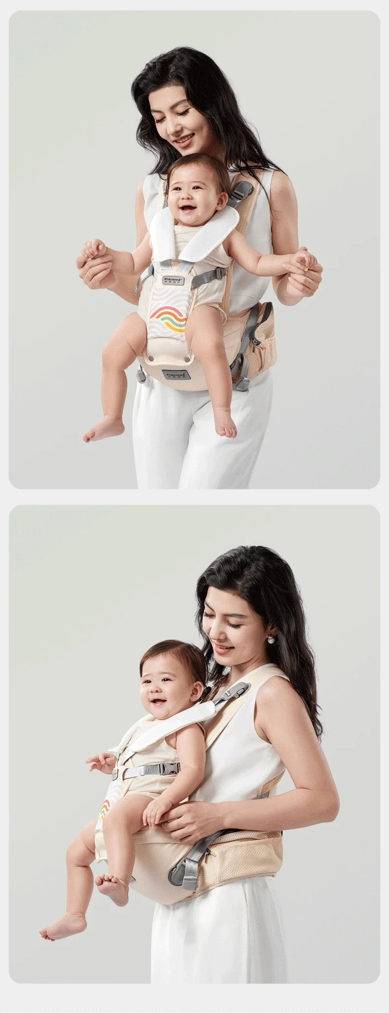 AIBEDILA Baby Carrier Waist Stool Ergonomic Kangaroo Baby Carrier with Knob Breathable Newborn Waist Stool 0-36M