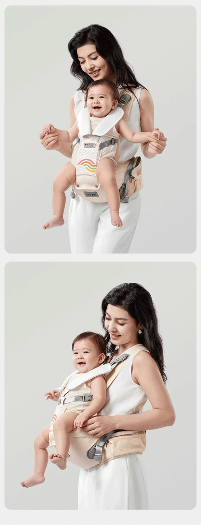 AIBEDILA Baby Carrier Waist Stool Ergonomic Kangaroo Baby Carrier with Knob Breathable Newborn Waist Stool 0-36M