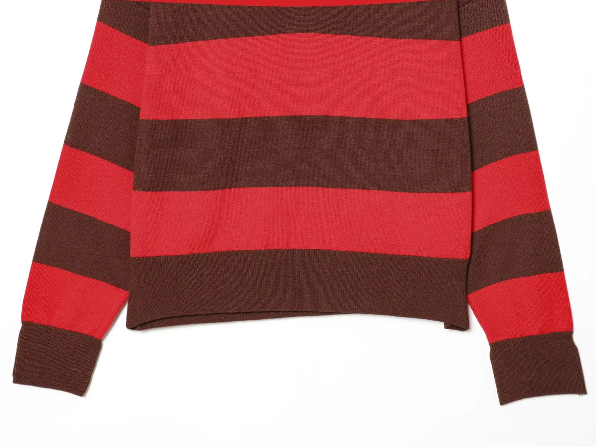 Sweater knitted Pullover Women's Spring 2026 New Fashion Striped Loose Polo neck Warm Women Sweater Chic Youth Holiday Pullover