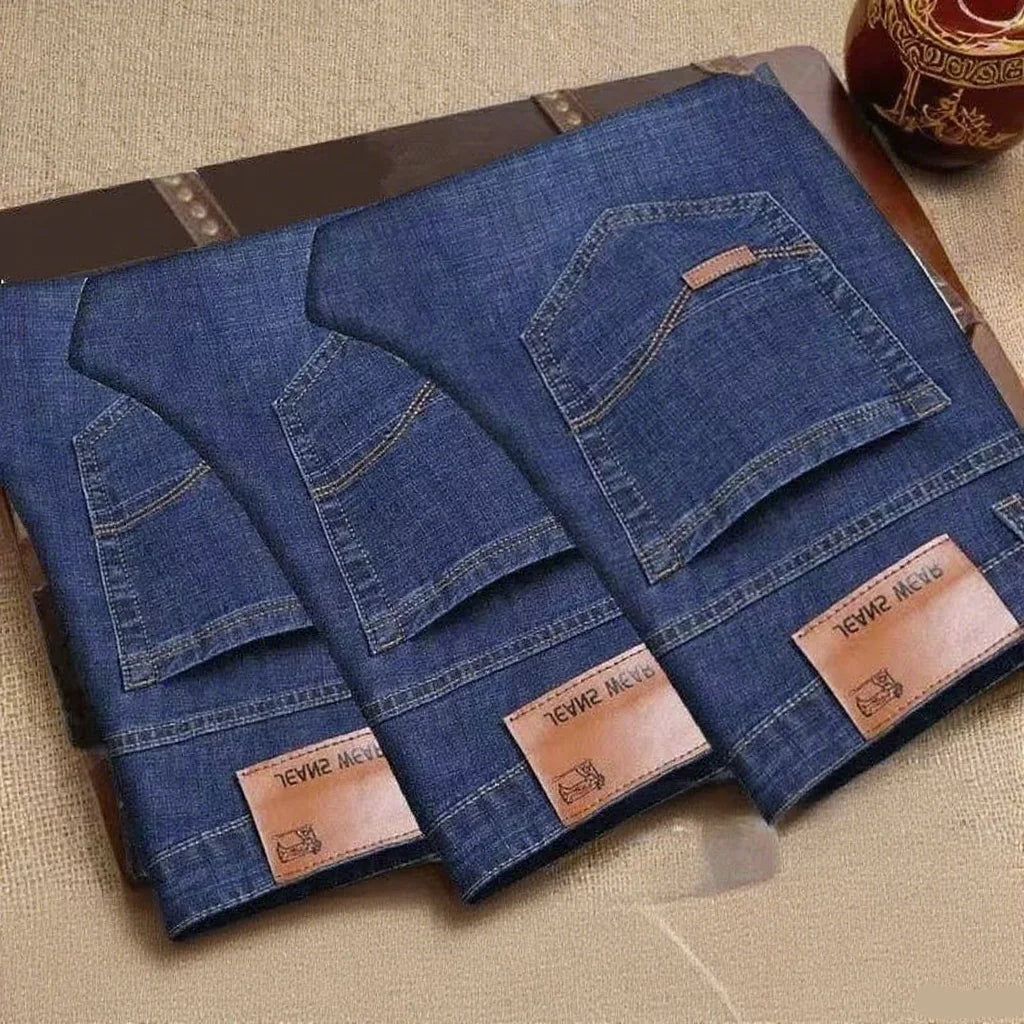 2025 New Business Men's Jeans Casual Straight Stretch Fashion Classic Blue Black Work Denim Pant Trousers Male Clothing