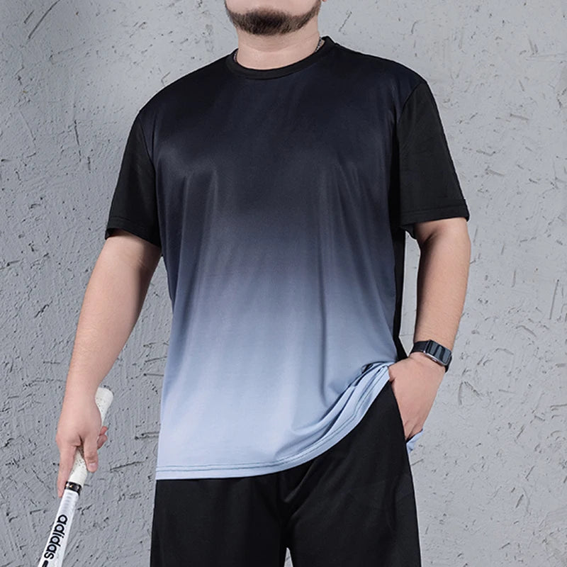 1pc/2pcs Summer Men's Quick Dry T-shirt Shorts Plus Size Short-sleeve Tee Sport Set Casual Shirt Elastic Waist Pant Male Clothes