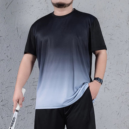 1pc/2pcs Summer Men's Quick Dry T-shirt Shorts Plus Size Short-sleeve Tee Sport Set Casual Shirt Elastic Waist Pant Male Clothes