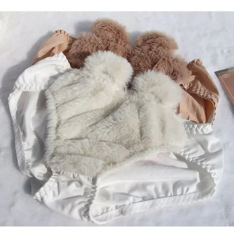 Soft and Cute Bear Japanese-style Lingerie for Women, Autumn and Winter Cartoon Plush Comfortable and Adorable Girl Bra