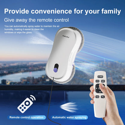PuRuiKai Portable Window Cleaning Robot,Intelligent Cleaning with Dubbele Nozzle Water Sprayer, Remote Control