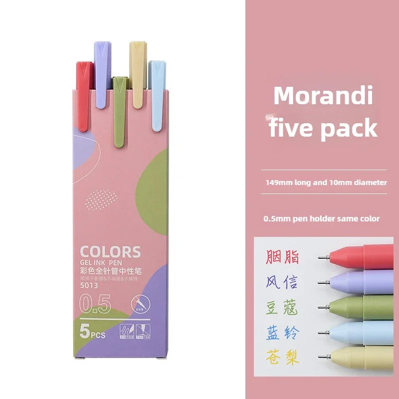 Morandi & Macaron Color Gel Pens (30/5 Colors) - 0.5mm Refill, Smooth Writing Durable Pens for School Stationery
