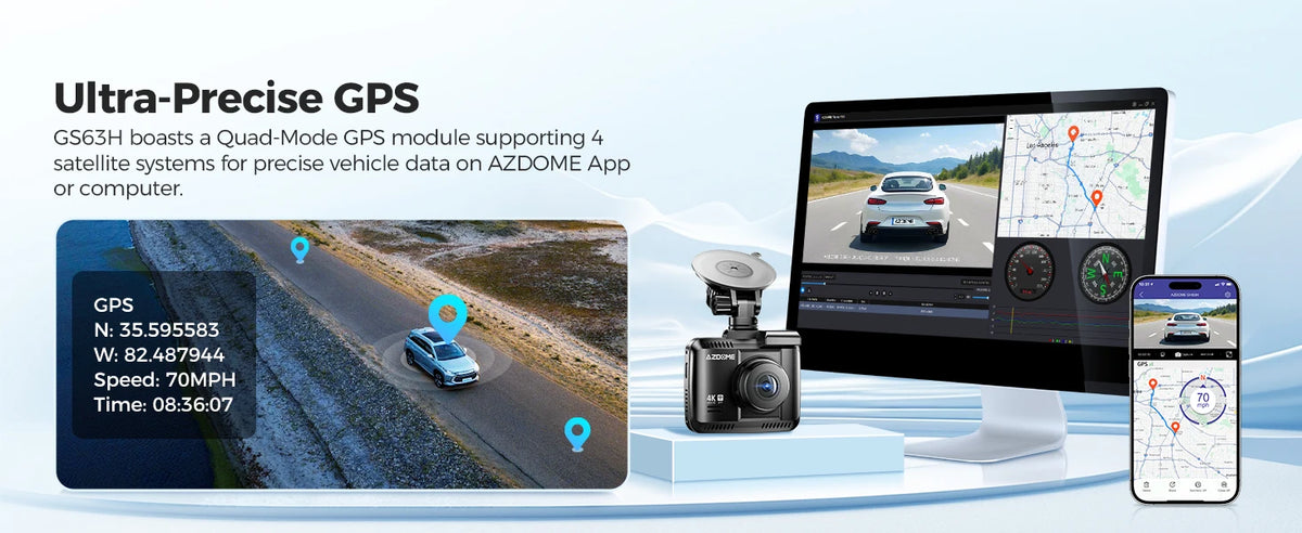 AZDOME Dash Cam GS63H 4K Built-In GPS Wi-Fi Dash Car Camera with Starvis 2.4" Screen WDR Night Vision Car DVR Parking Monito