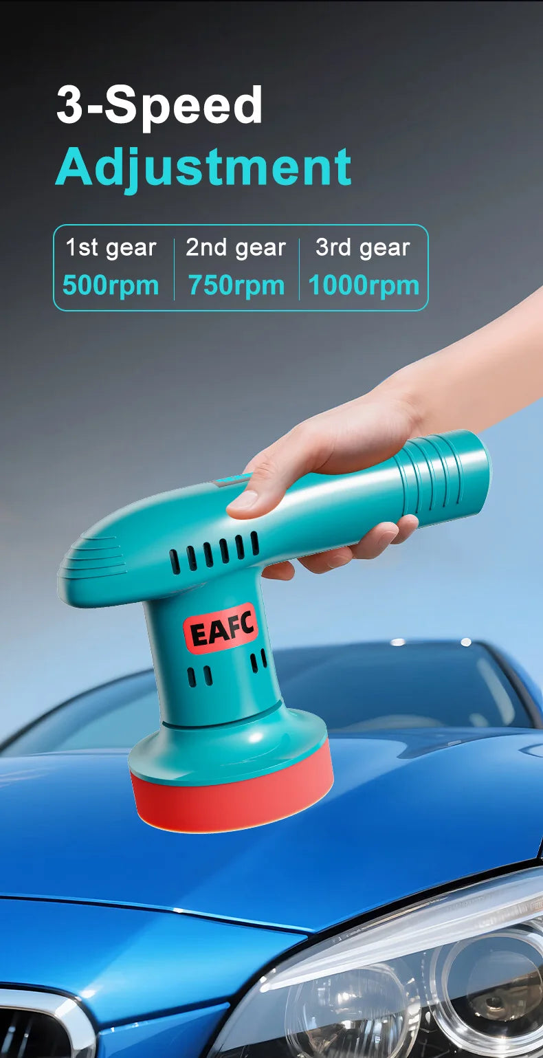 EAFC Car Polisher Handheld Wireless Polisher Car Polishing Waxing Sanding Machine Power Tool for Car Body Cleaning Waxing Repair