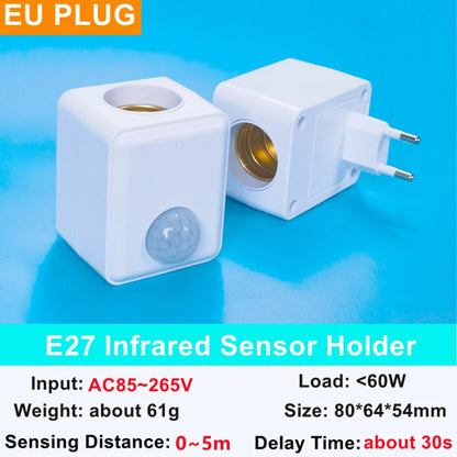E27 PIR Motion Sensor Led Switch Lamp Base EU/US AC85-265V Plug Human Induction Light Bulb Holder Socket Adapter Converter
