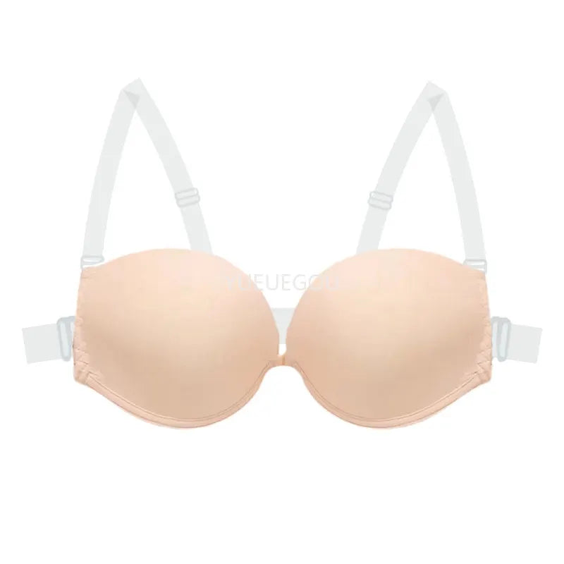 Multiway Backless Bra Push Up - Invisible Bralette with Removable Transparent Straps for Bridal, Evening Wear, Sexy Lingerie
