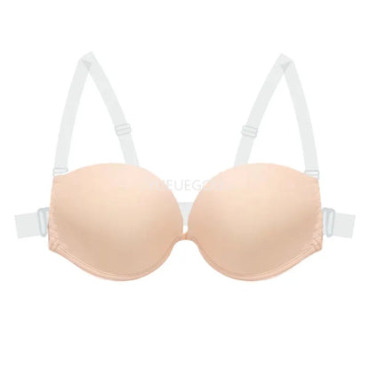 Multiway Backless Bra Push Up - Invisible Bralette with Removable Transparent Straps for Bridal, Evening Wear, Sexy Lingerie