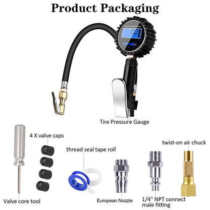 Digital Display Tire Pressure Gauge Auto Accessories High-precision Monitoring Inflation Gun Universal Car Tire Manometro