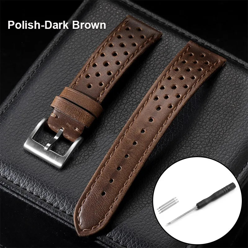Breathable Leather Strap Men Women Universal Cowhide Watchband Business Wristbelt Band Sport Bracelet Accessories 18mm 20mm 22mm