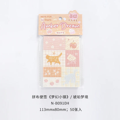 50sheets Dreamy Town Series Kawaii Ins Cute Handbooks Decoration Message Notes DIY Handmade Scrapbook Aesthetic Supplies