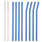 8Pcs Reusable Drinking Straw Colorful Glass Straws Eco-friendly High Borosilicate Glass Straw Glass Tube Party Bar Drinkware