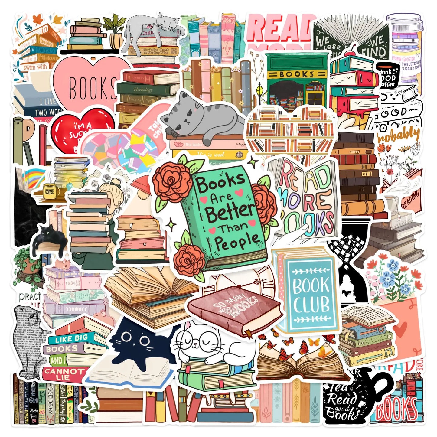 10/50/100pcs Mix Kawaii Smut Bookish Dark Romance Reading Book Stickers Aesthetic DIY Scrapbooking Notebook Laptop Phone Sticker