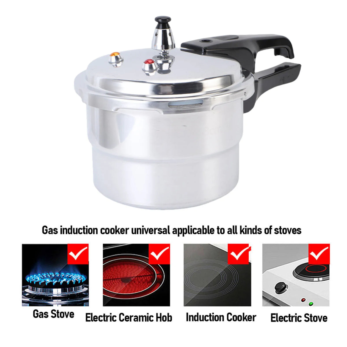 Pressure Canner Pressure Cooker 3L Explosion Proof Aluminum Stovetop Fast Cooking Canning Cooker Pot with Steam Rack for Kitchen