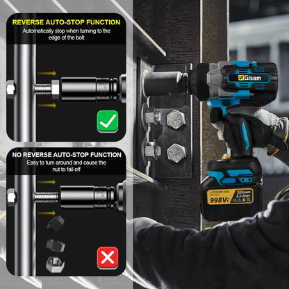Gisam 2800N.M Torque Brushless Electric Impact Wrench 1/2 inch Screwdriver Cordless Wrench Power Tool For Makita 18V Battery Pin