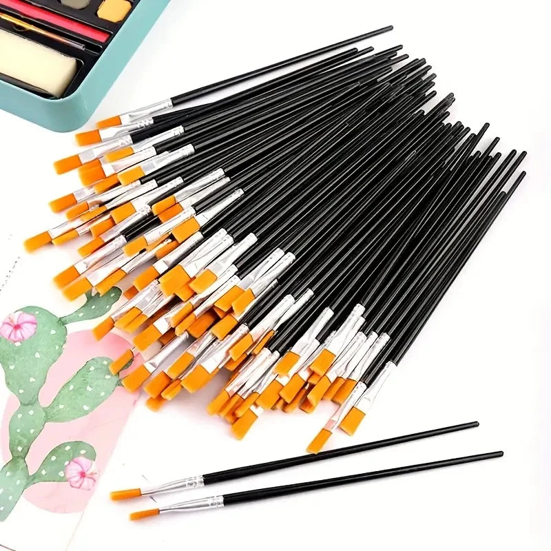 Flat And Round Paint Brushes Set,Pointed Flat Nylon Hair Brushes For Acrylic Oil Watercolor Paint Party Painting