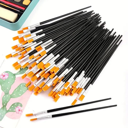 Flat And Round Paint Brushes Set,Pointed Flat Nylon Hair Brushes For Acrylic Oil Watercolor Paint Party Painting