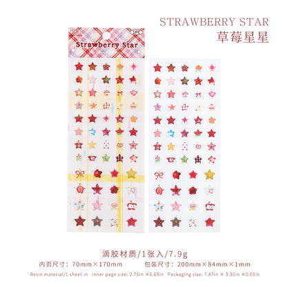 4 Designs Candy Star Series Lovely Five Point Star Theme Resin Stickers for Scrapbooking DIY Frame Collage Decoration