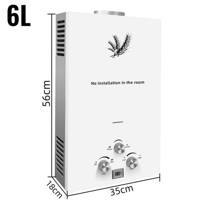 VEVOR Liquefied Petroleum Gas Water Heater 6L 8L 10L 12L 16L 18L Liquefied Petroleum Gas Propane Butane White Water Heater