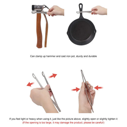 NOBANA Camping Clip Stainless Steel Kitchen Beef Food Tongs Ultralight Heat-Resistant Reusable Camping Cookware for BBQ Picnic