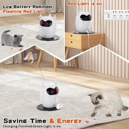 Smart Electric Cat Interactive Toy Two Speed Modes Auto Power Off Low Noise USB Charging Pet Stimulation Toy Stimulate Hunting Instinct for Indoor Cats Kittens Daily Entertainment