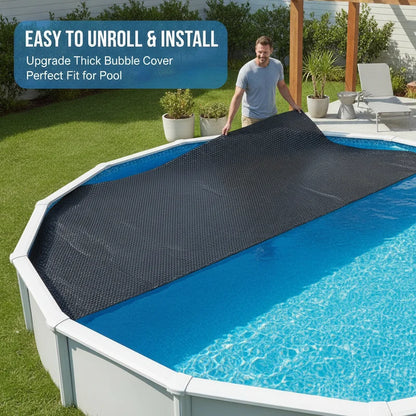 Solar Pool Cover 600x400cm, 200 Micron Thickened Bubble Blanket, Heat Retention And Evaporation Reduction, For Outdoor Rectangular Swimming Pools, Blue