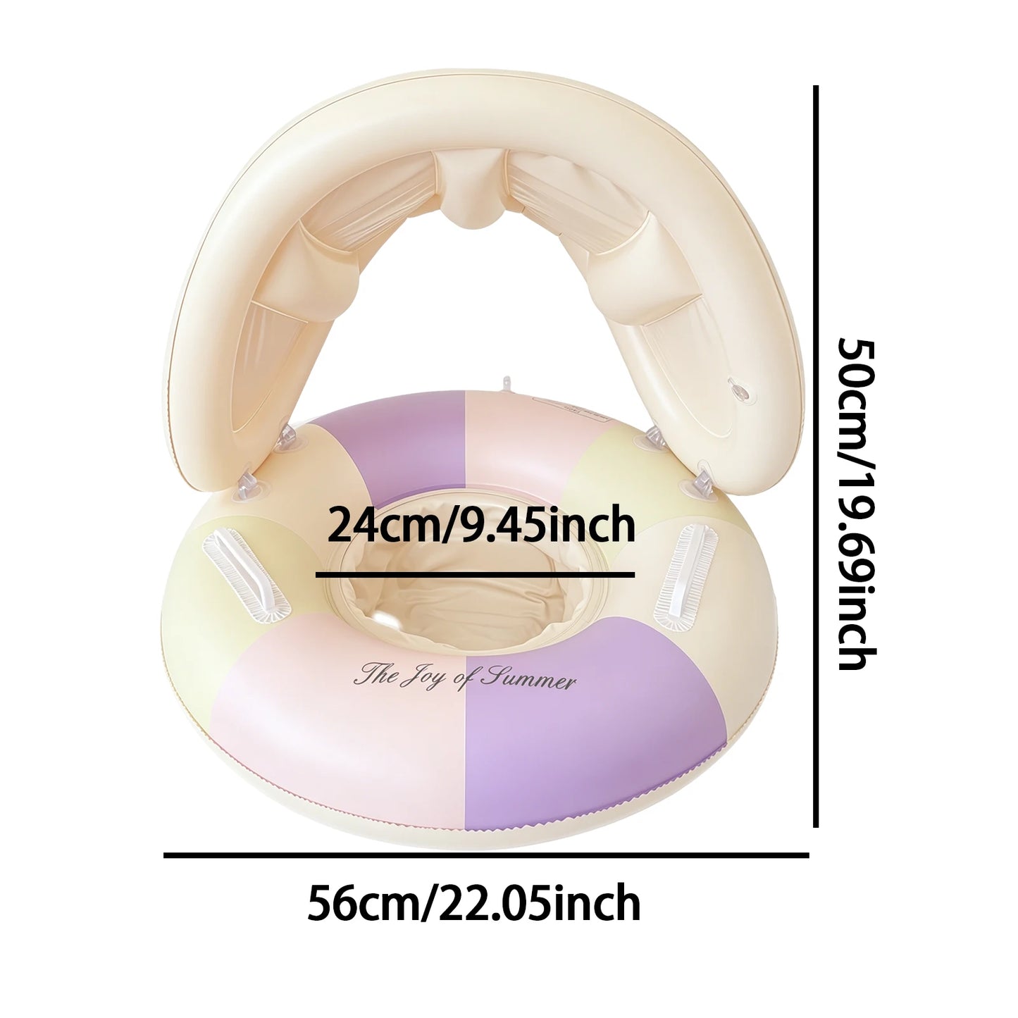 PVC Infant Pool Float with Canopy and Anti-Tip Seat Upgraded Inflatable Baby Pool Float Leak-proof for Toddler Aged 6-36 Months