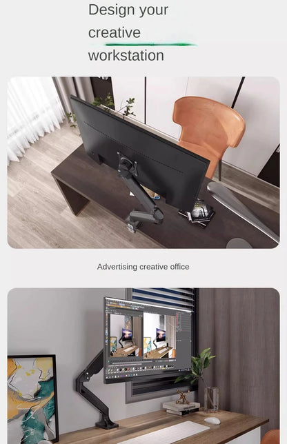 Single Monitor Mount Bracket for 14″–32″ Screens, Height Adjustable Monitor Arm with C-Clamp, Home Office Monitor Stand