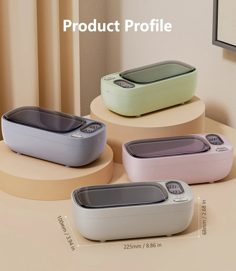 Lenovo Ultrasonic Cleaner Portable Household Dual-Tank Mini Sonic Cleaning Machine for Eyeglasses Dentures, Retainer, Jewelry