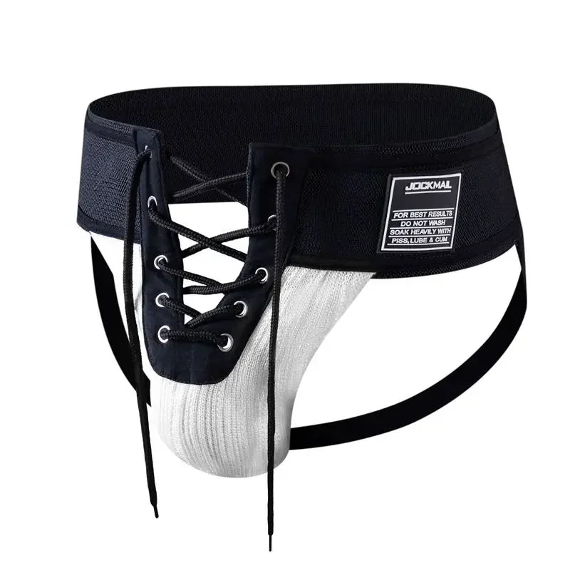 Open Front Men Jockstrap Briefs Athletic Supporter,3" Waistband Detachable Pouch Breathable Workout Sport Underwear Gay Thongs