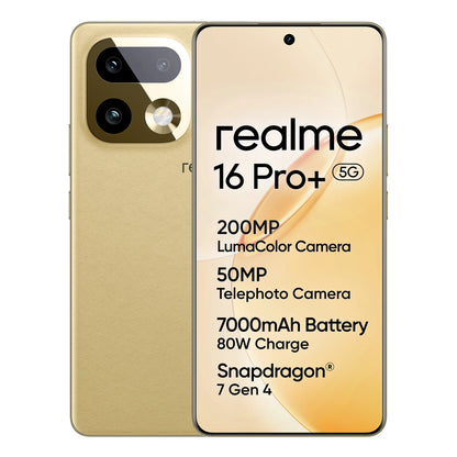 realme 16 Pro+ 5G Smartphone 8G+256G/12G+512G Curved AMOLED Display 144Hz 6.8", Battery 7000mAh, Camera 200MP OIS, IP69K, Quick Charge 80W, Dual SIM, Next AI