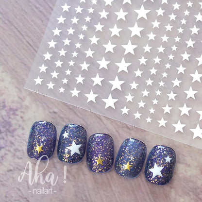 1pc Sliver Gold Star Nail Art Stickers Y2K Charms Self-Adhesive Sliders Laser White Chrome Gel Polish Decals Kawaii Accesories