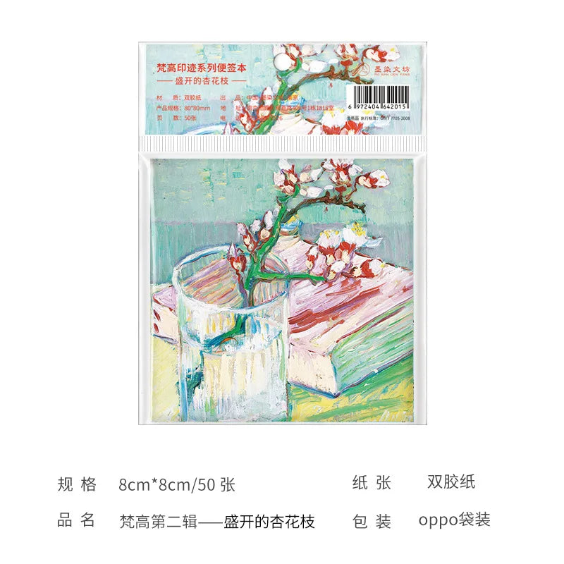 Painting Memo Pad Monet Van Gogh No-sticky Note Decal Scrapbooking DIY Notepad Diary Stationery School Supplies