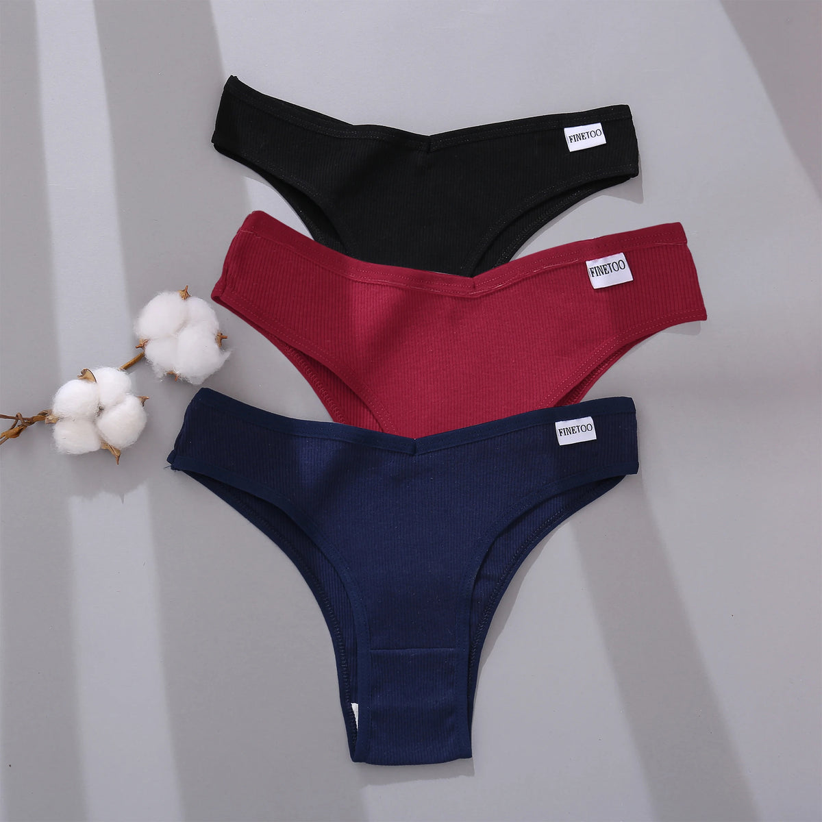 FINETOO 3/5Pcs Cotton Brazilian Panties Women's Panties Sexy V Waist T-Back Underwear Female Soft Underpants Lady Bikini Lingeri