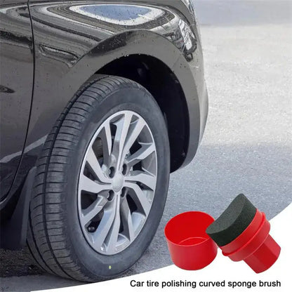 Flat Mouth Curved Regular Handheld Sponge Brush With Cover Car Tire Polishing And Waxing Sponge Portable Tire Cleaning Tools