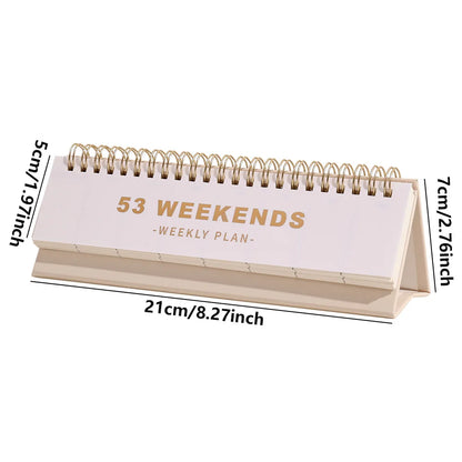 53 sheets Simple Horizontal 53 Weekends Weekly Plan Undated Coil Spiral Weekly Planner Student Schedules Memo Pad Plan Calendar