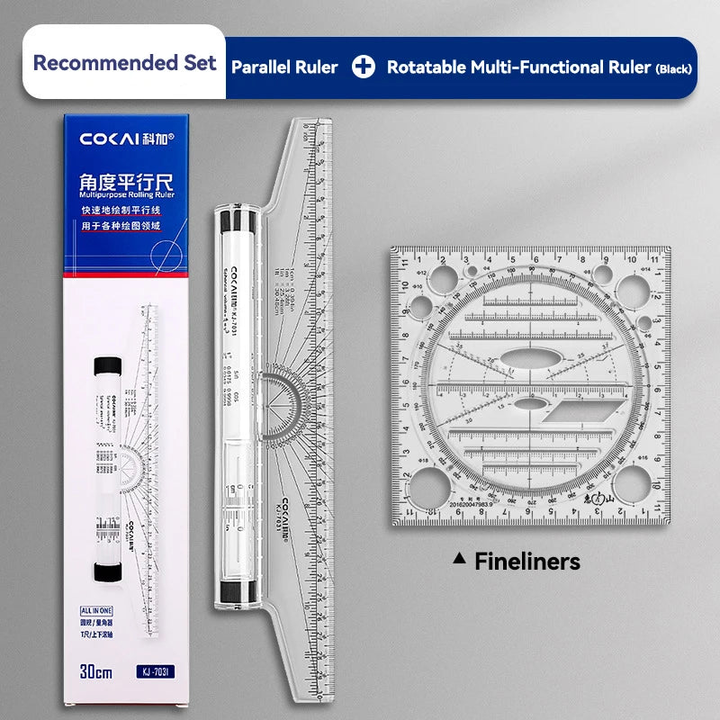 Plastic Ruler Drawing Roller Ruler Parallel 30cm Multi-functional Drawing Design Used for Measurement Drafting Schools Offices