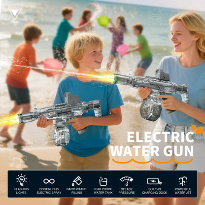 Simulated Firing and Recoil Electric Water Gun Toys Children Automatic Sensor Lights Water Pistol Summer Outdoor Beach Kids Toy