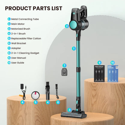 N3T Cordless Stick Vacuum 6 in 1 Handheld Vacuum Cleaner with LED Brush 40 Mins Runtime Self Standing for Pet Hair Hard Floor Carpet